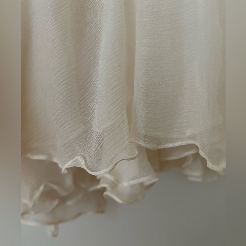 *SOLD* Vintage Cream Chiffon Maxi Skirt with Matching Faux Pearl Scarf - Picture 6 of 14